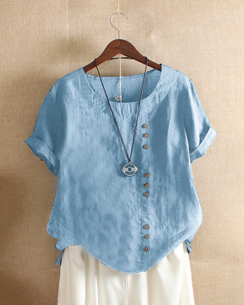 Beatrice | Women Button Detail casual z krótkim rękawem blouse