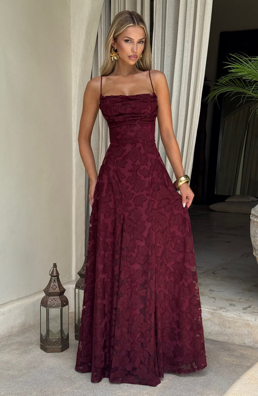 Lina – Maxikleid Cherry Lacquer