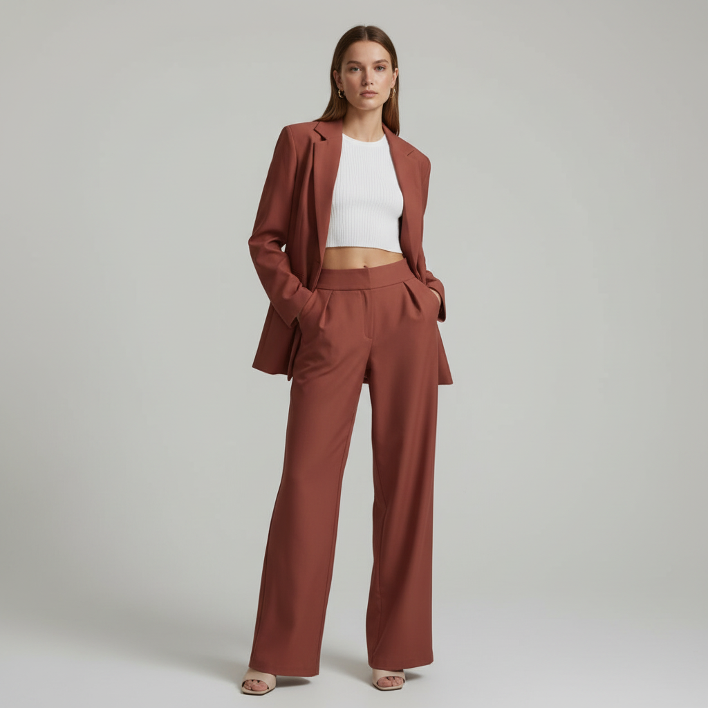 Elise – Tweedelig Damespak Met Rechte Broek En Blazer