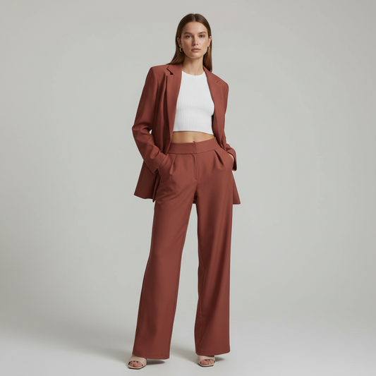 Elise – Tweedelig Damespak Met Rechte Broek En Blazer