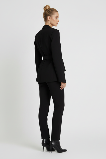 Women’s Blazer with Notched Lapel and Detachable Belt