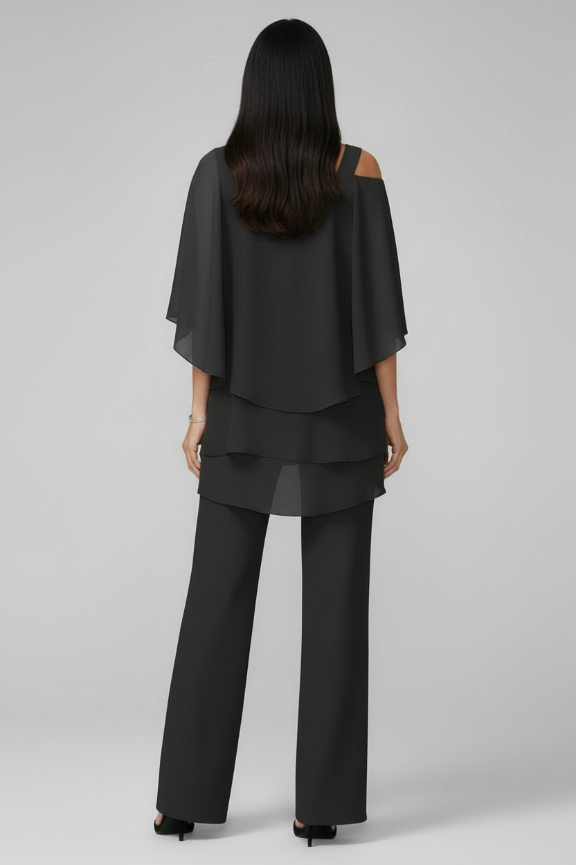 Off Shoulder Womens Jumpsuit with Elastic Waist and Flowing Fit