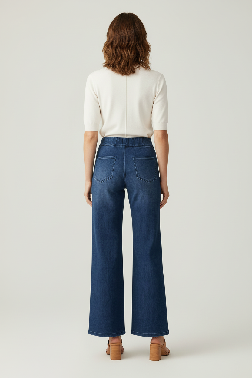 High Waist Womens Wide Leg Trousers with Stretch Fit