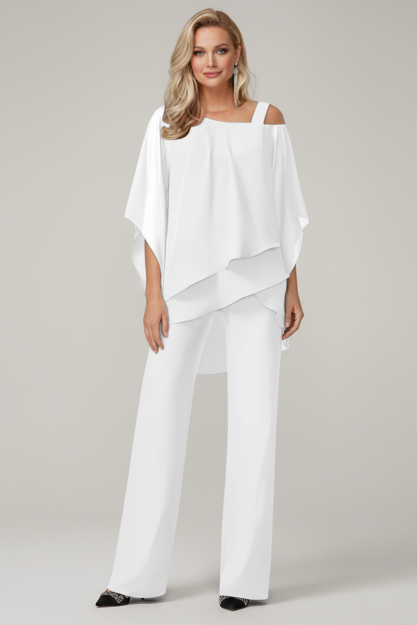 Off Shoulder Womens Jumpsuit with Elastic Waist and Flowing Fit
