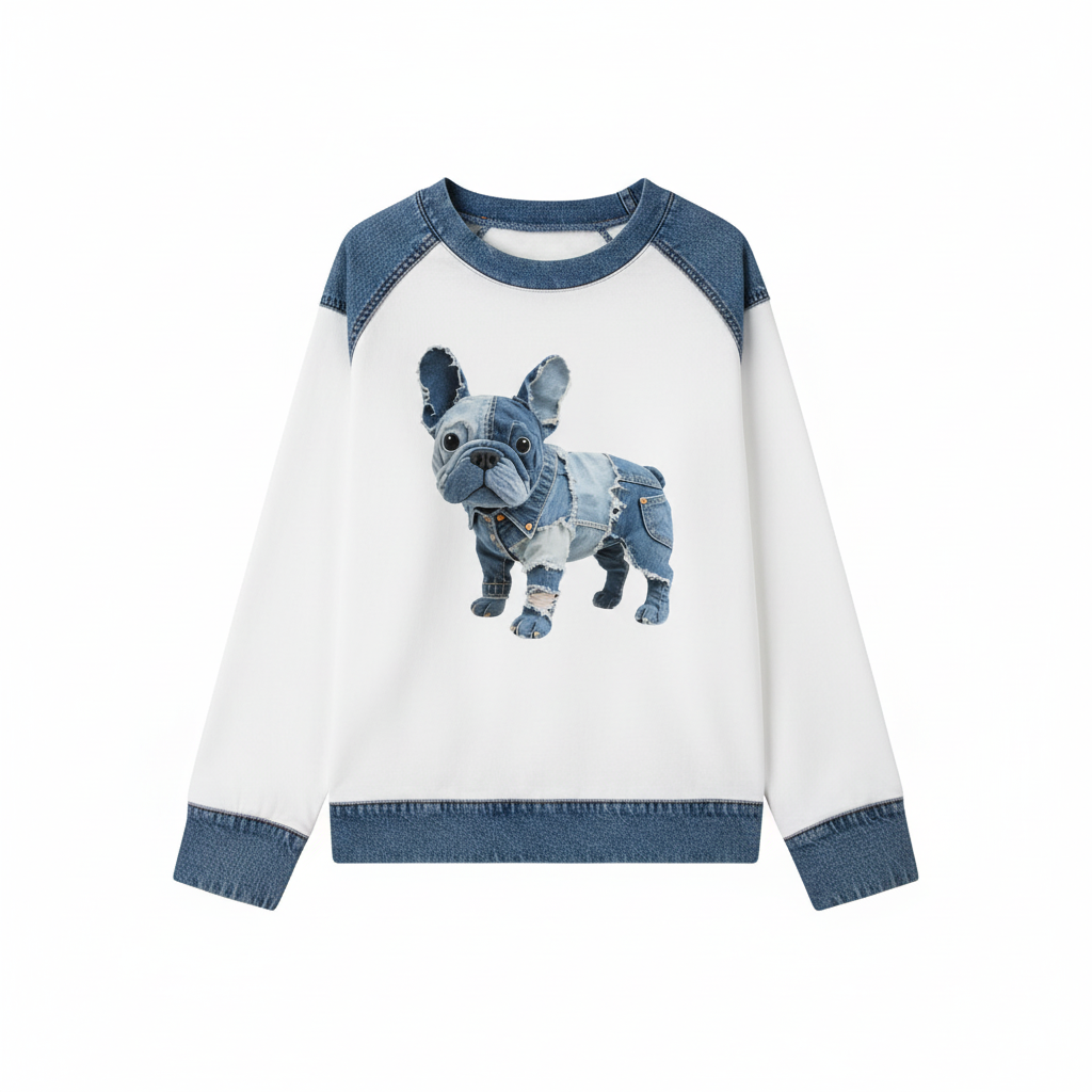 Alma™ | Farkkupatchwork-paita koirakuviolla