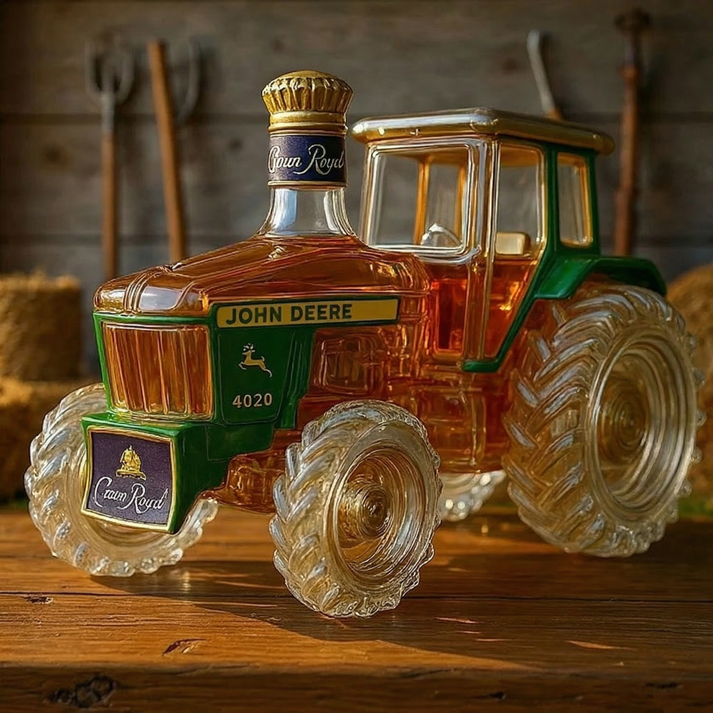 4020 Traktor Sklenená Whiskey Fľaša