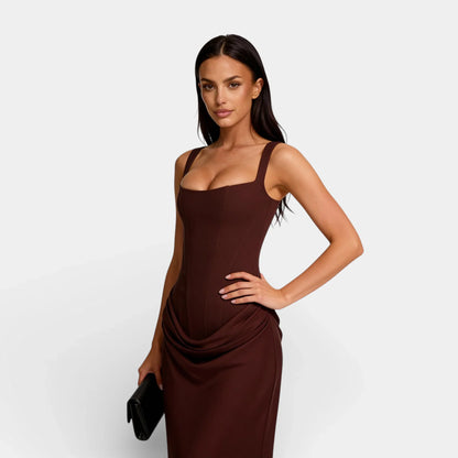 Damen Abendkleid mit Karree-Ausschnitt | Maxi