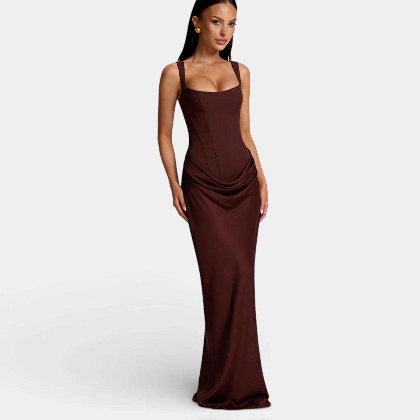 Damen Abendkleid mit Karree-Ausschnitt | Maxi
