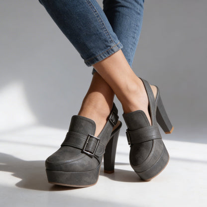 Victoria Slingback Heels – Retro-Inspired Buckle Strap Block Heels with Comfortable Fit