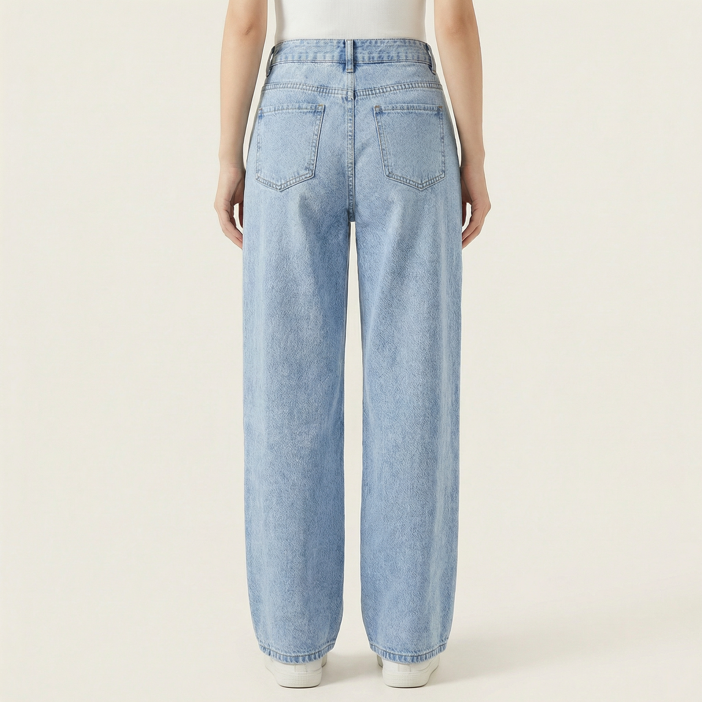 Women’s High Waist Wide Leg Denim Jeans – Full Length Loose Fit Pants