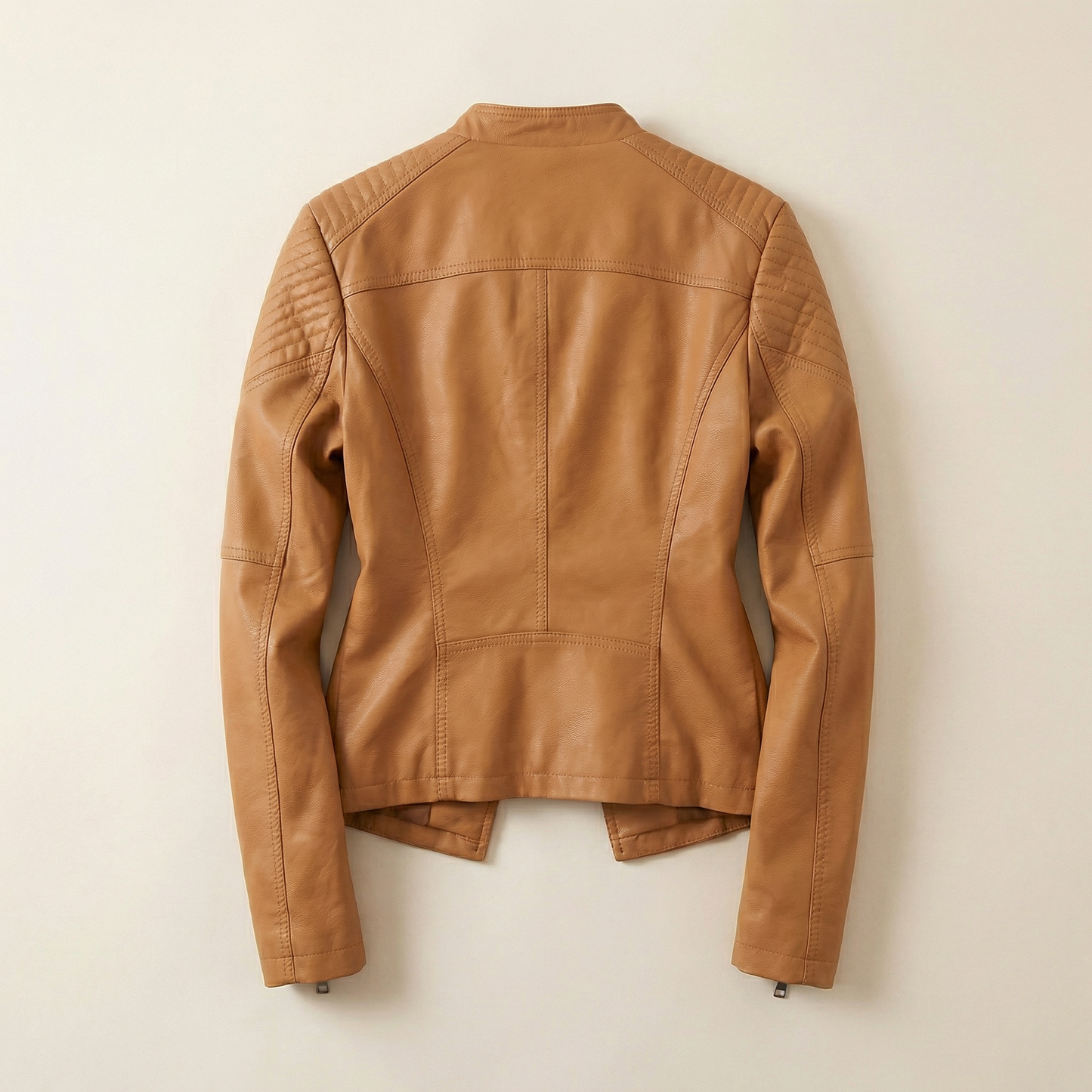 Women’s Slim Fit Zip-Up Jacket – Classic Moto Style Coat