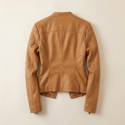 Women’s Slim Fit Zip-Up Jacket – Classic Moto Style Coat