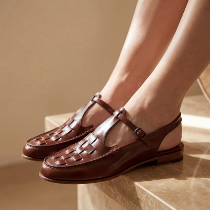 ELVIRA™ – Woven Leather Slingback Sandals