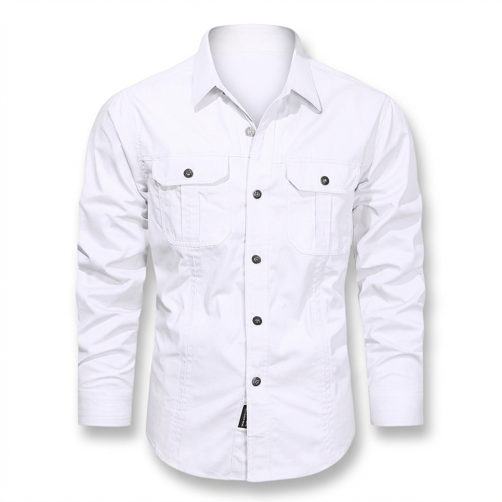 Urban Everyday Long Sleeve Button-Up Shirt — White