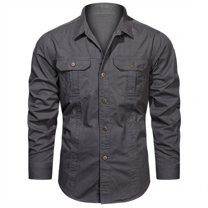 Urban Everyday Long Sleeve Button-Up Shirt — Grey