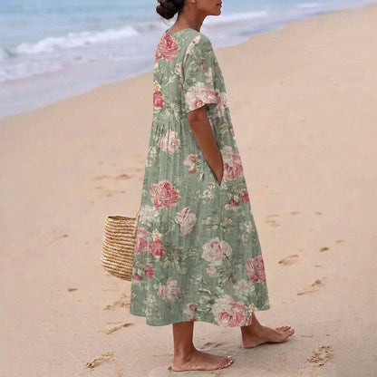 Camélia - Robe Midi Florale Rétro
