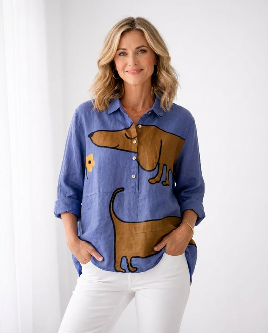 Kenzie - Soft-Touch Dog-Print Top