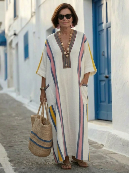 Women's V Neck Pocket Maxi Dress