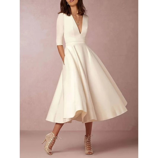 Friedelina | Damen Kleid Für Hochzeitsgast In Midi Länge Schlicht