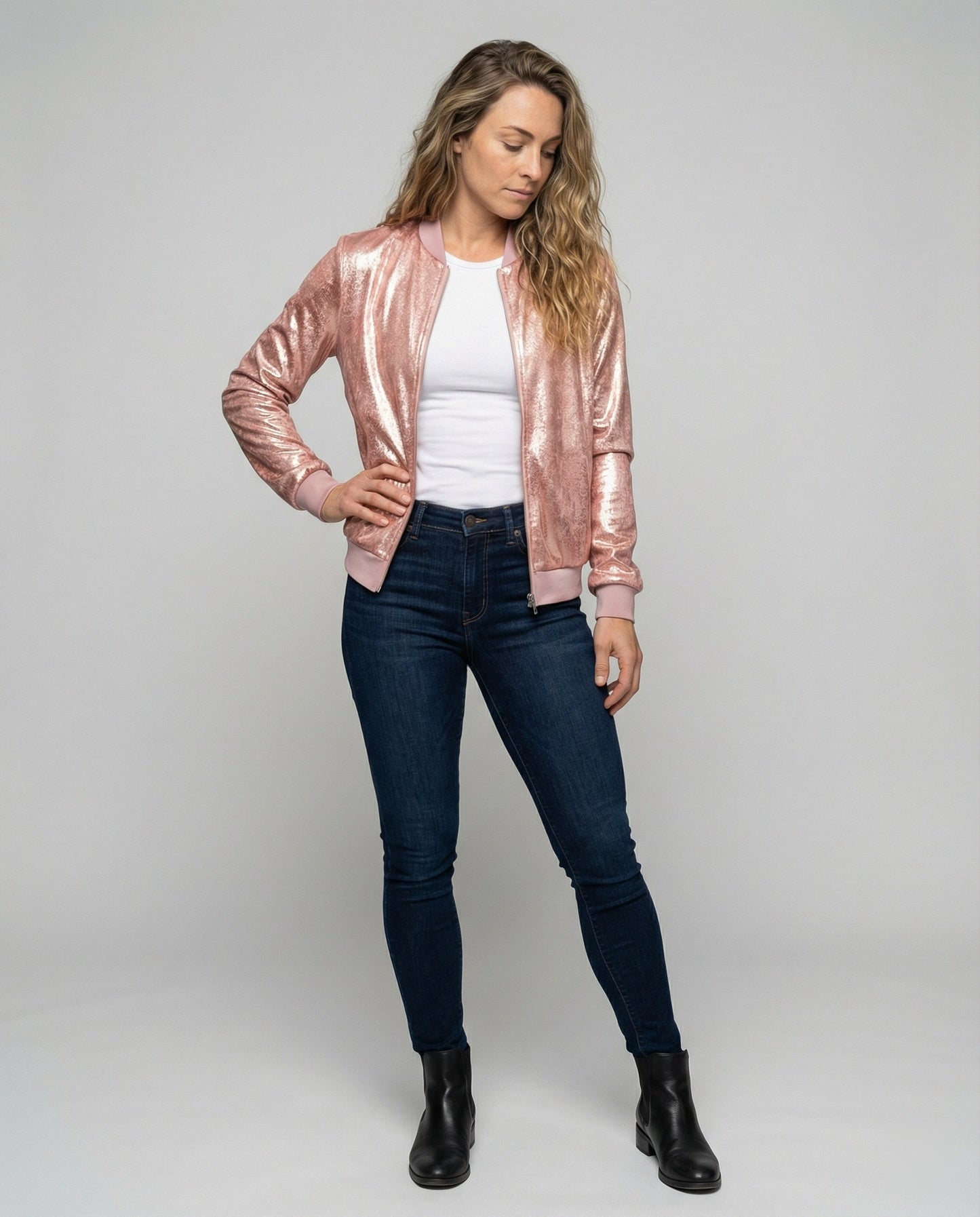 Almira - Shiny Womens Bomber Jacket With Zip