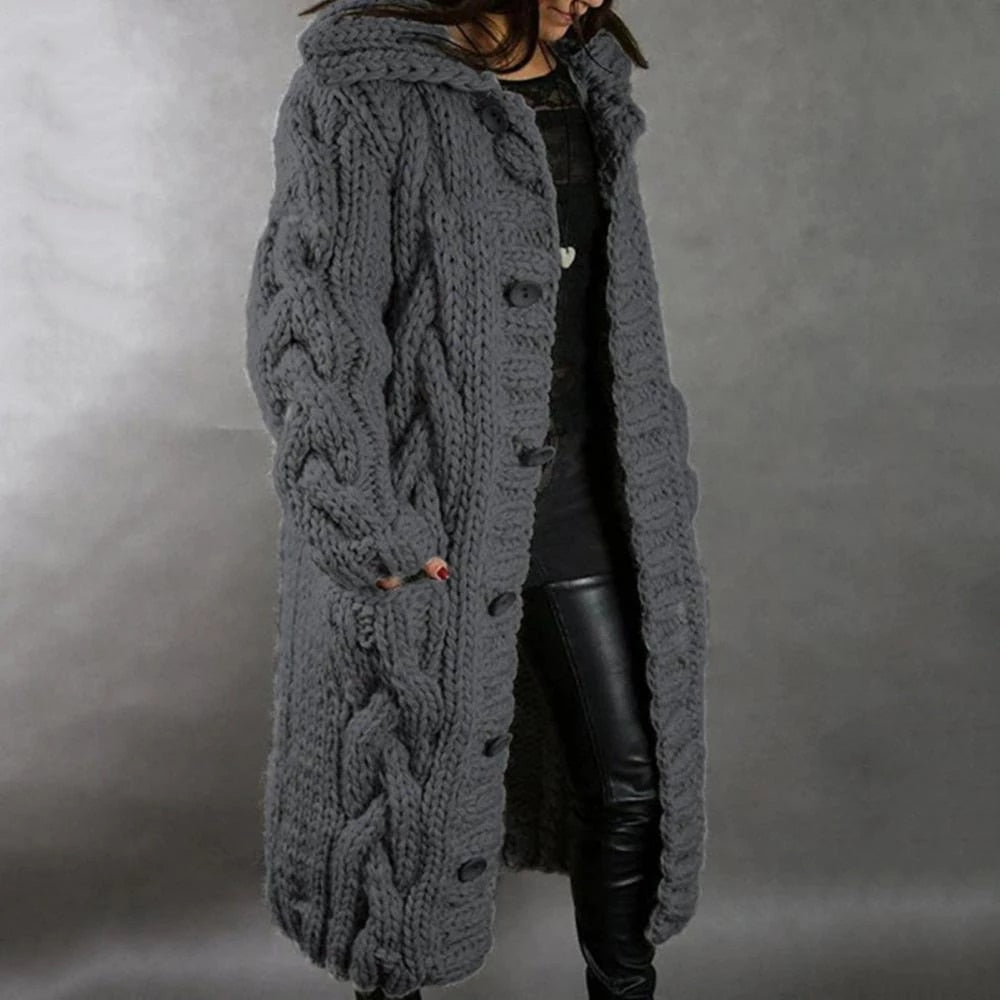 Diana | Women's Oversized Cable Knit Button Cardigan | Lunarafi
