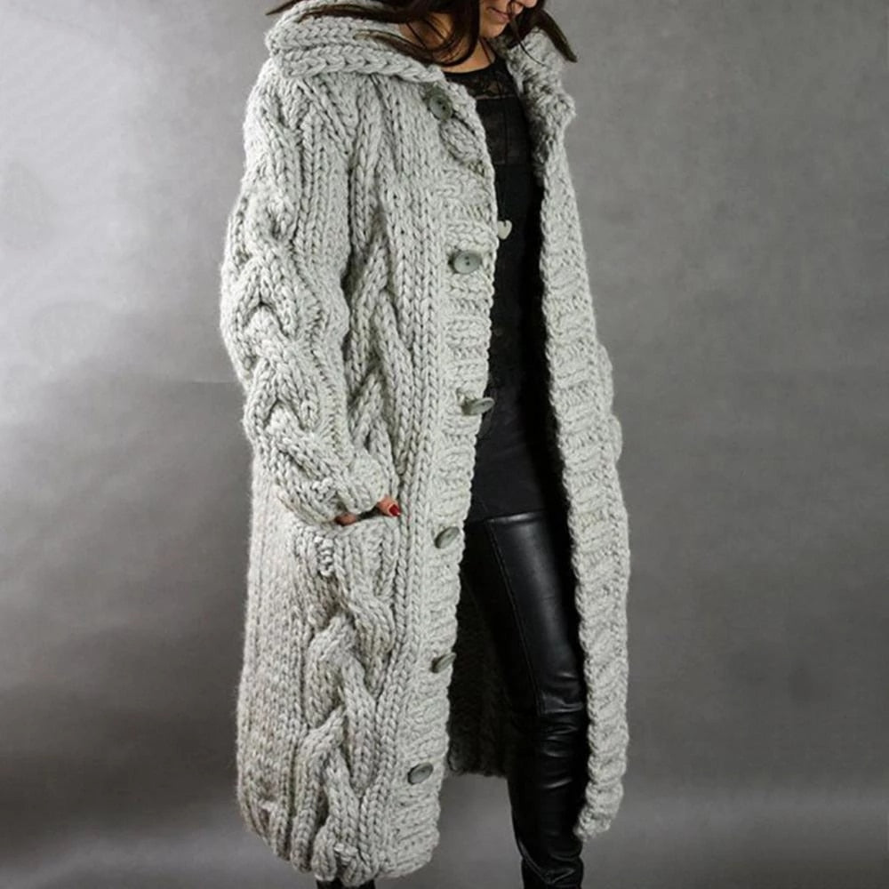 Diana | Women's Oversized Cable Knit Button Cardigan | Lunarafi