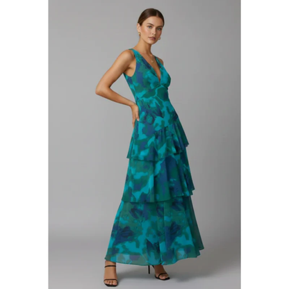 Gesine | Damen Maxikleid Für Sommer Mit V Ausschnitt