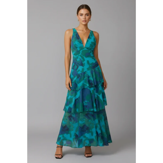 Gesine | Damen Maxikleid Für Sommer Mit V Ausschnitt