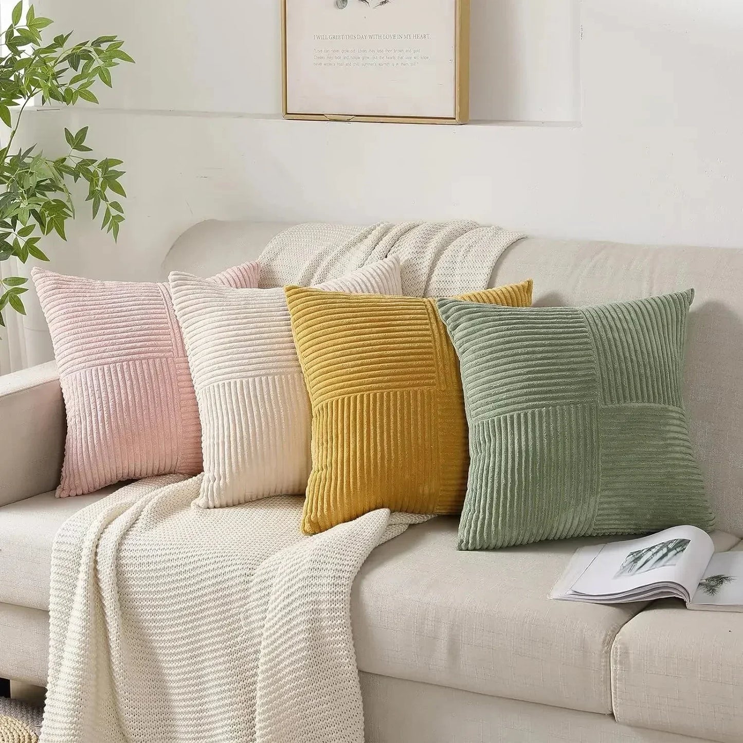 Corduroy Duo | Set van 2 zachte kussenhoezen met ribstructuur