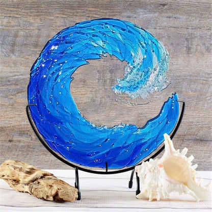 Glass Sculpture of Ocean Wave - AquaWave-Small - 5 in-Nora Luxe