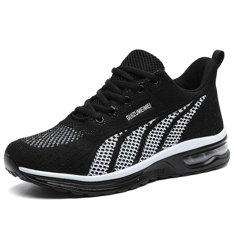 GlideMotion Run | Ergonomiczne Sneakersy z Amortyzowanym Obcasem dla Nieków-Czarno-biały-35-Trend Polska