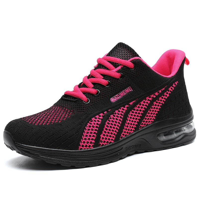 GlideMotion Run | Ergonomiczne Sneakersy z Amortyzowanym Obcasem dla Nieków-Czarny Różowy-35-Trend Polska