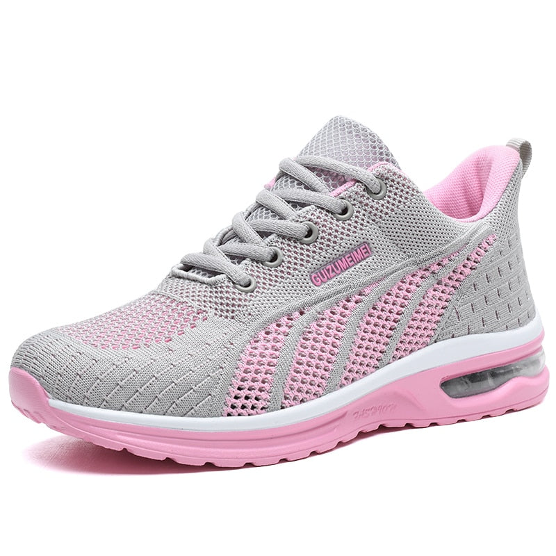 GlideMotion Run | Ergonomiczne Sneakersy z Amortyzowanym Obcasem dla Nieków-Szaro-różowy-35-Trend Polska