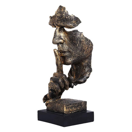 Gold Modern 'Silence Is Golden' Abstract Sculpture Nordic Resin Art Statue For Office & Living Room Decor