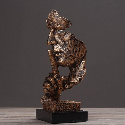 Gold Modern 'Silence Is Golden' Abstract Sculpture Nordic Resin Art Statue For Office & Living Room Decor