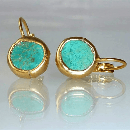 Gold Turquoise Stone Earrings