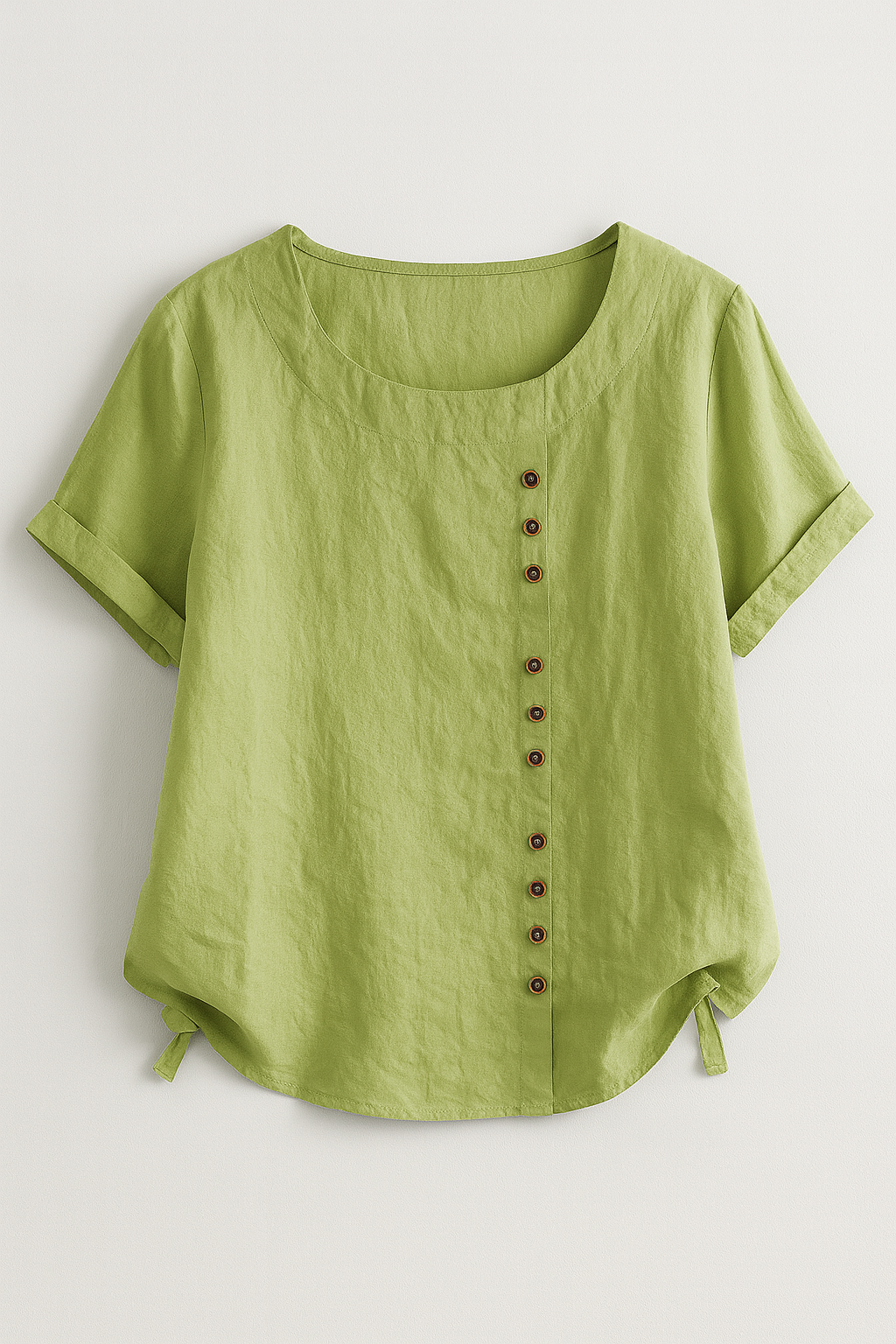 Elegant Women's Linen Blouse with Button-Front Closure