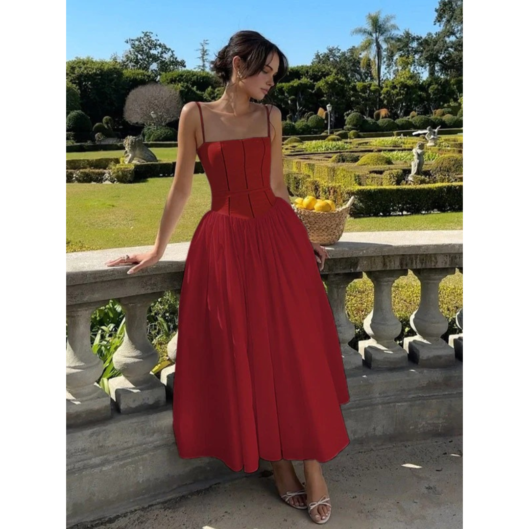 Greta | Damen Kleid Für Hochzeitsgast In Midi Länge Mit Korsett