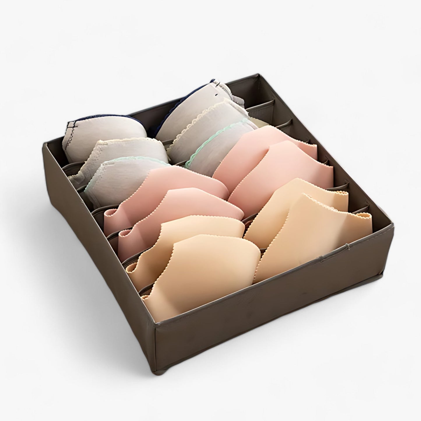 home & garden : Ondergoed Organizer - Opvouwbare Ladeverdeler - Houd Sokken en Bh's op een Nette Manier Gesorteerd in Grijs 7 Compartimenten van Pantino
