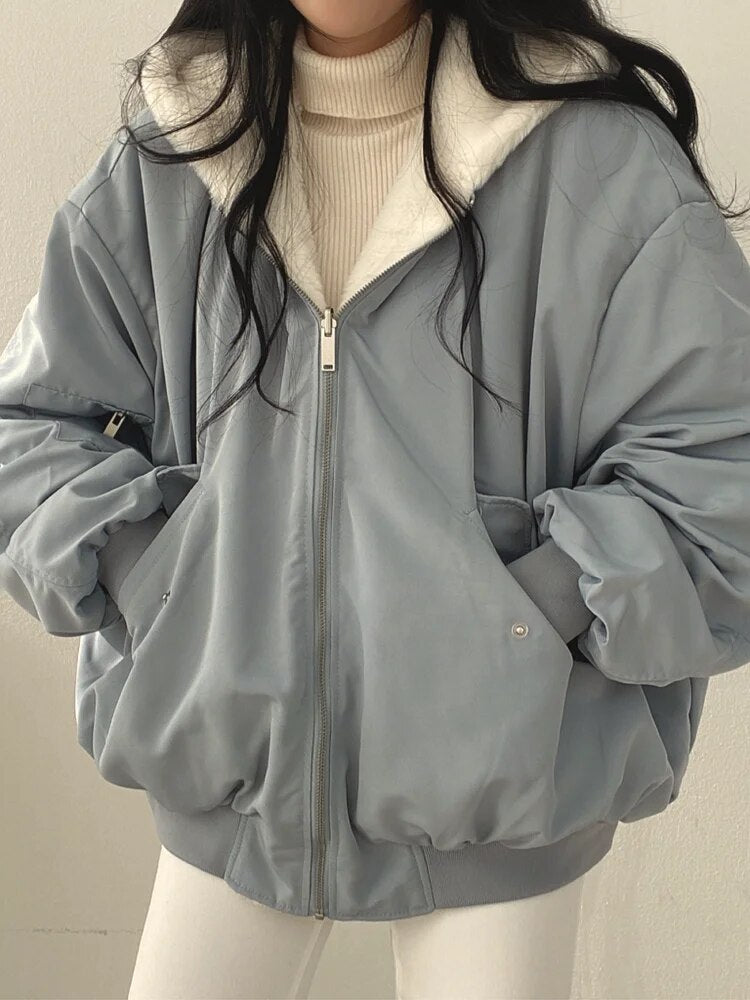 Damen Pufferjacke mit Teddyfell