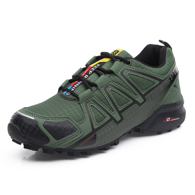 Grüner Wanderschuh für Herren, atmungsaktiv, rutschfest, ideal für Trekking und Outdoor-Aktivitäten.