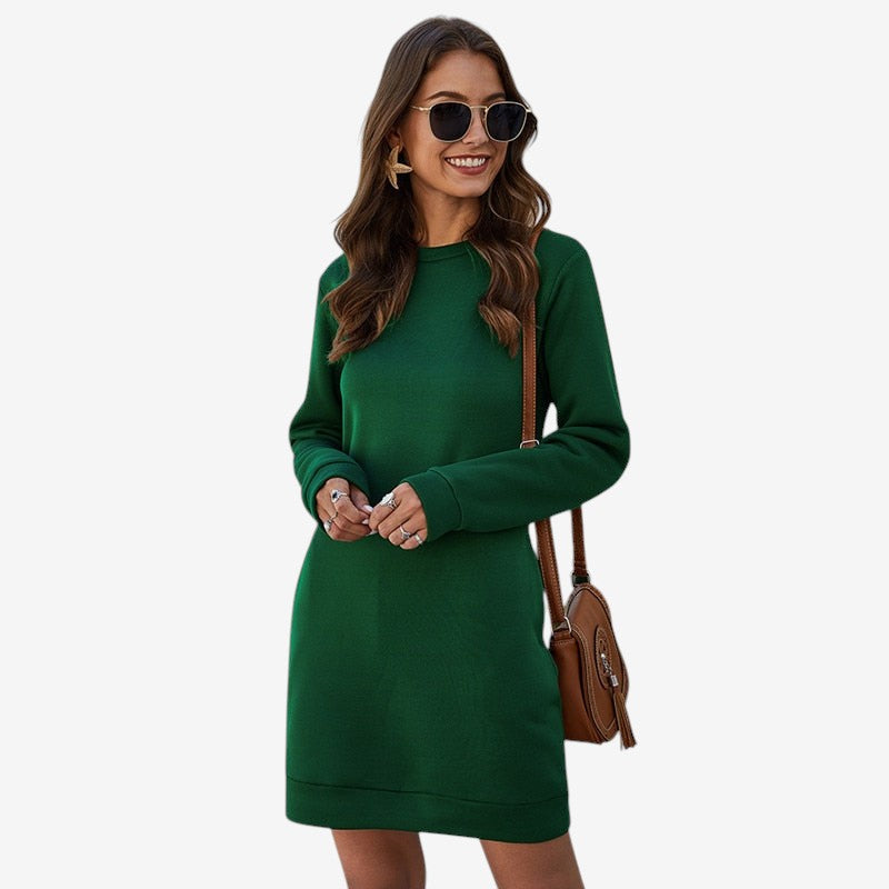 Elyndra - Long sleeve sweater dress with round neck
