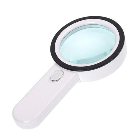 Handheld Led 30X Magnifying Glass Illuminated Light Magnifier White