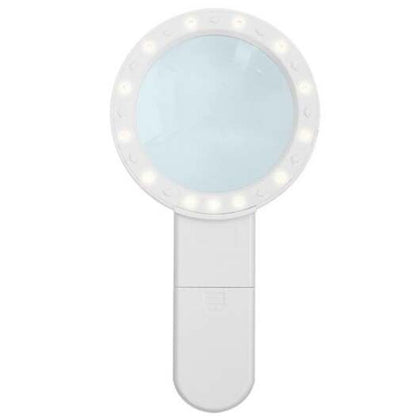 Handheld Led 30X Magnifying Glass Illuminated Light Magnifier White