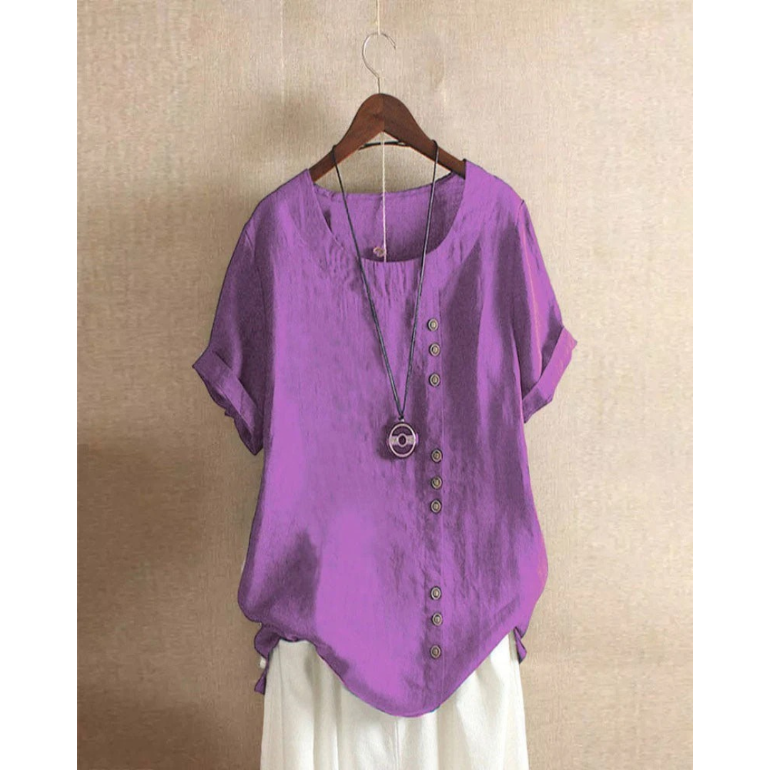 Hannelore | Damen Sommer Bluse Mit Knöpfen