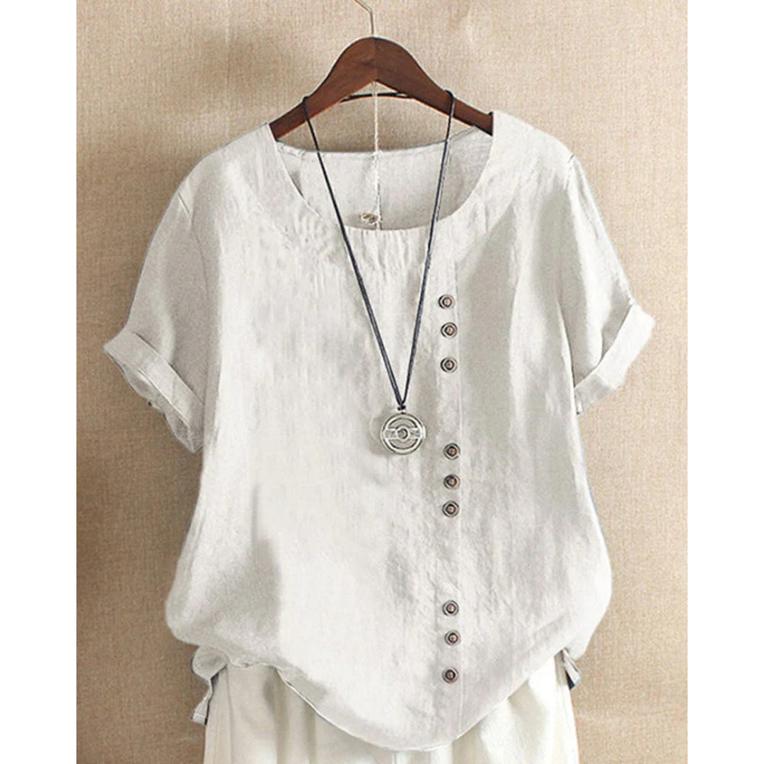 Hannelore | Damen Sommer Bluse Mit Knöpfen