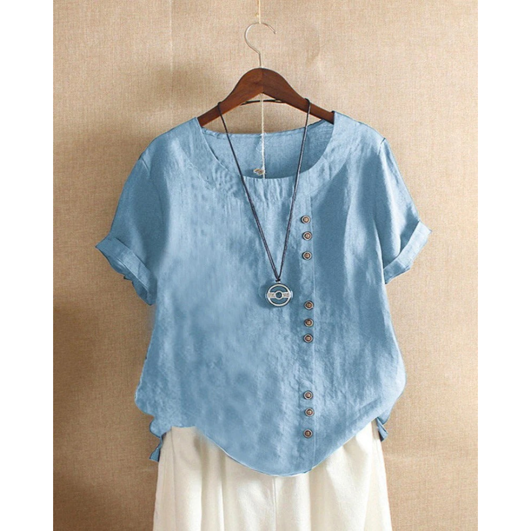 Hannelore | Damen Sommer Bluse Mit Knöpfen