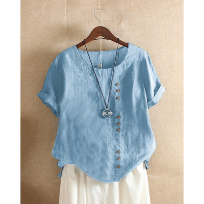Hannelore | Damen Sommer Bluse Mit Knöpfen