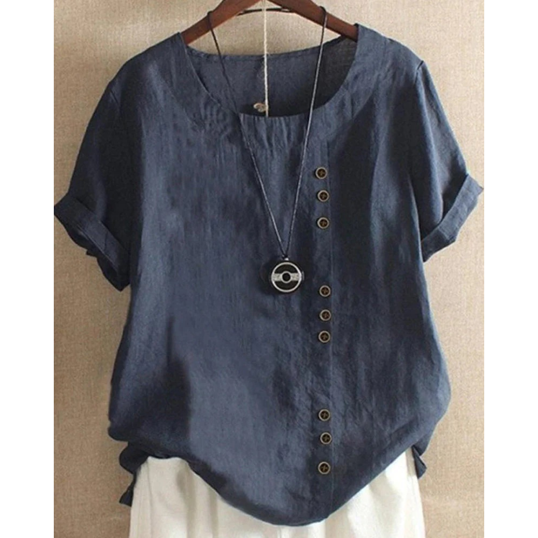 Hannelore | Damen Sommer Bluse Mit Knöpfen