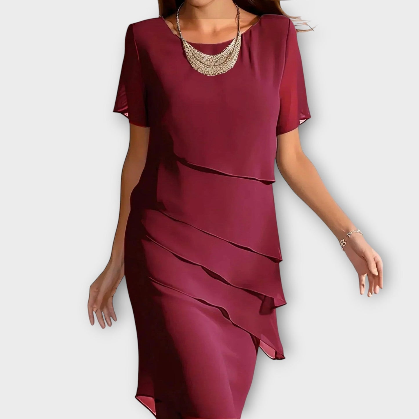 Elżbieta - Sukienka warstwowa elegancka midi